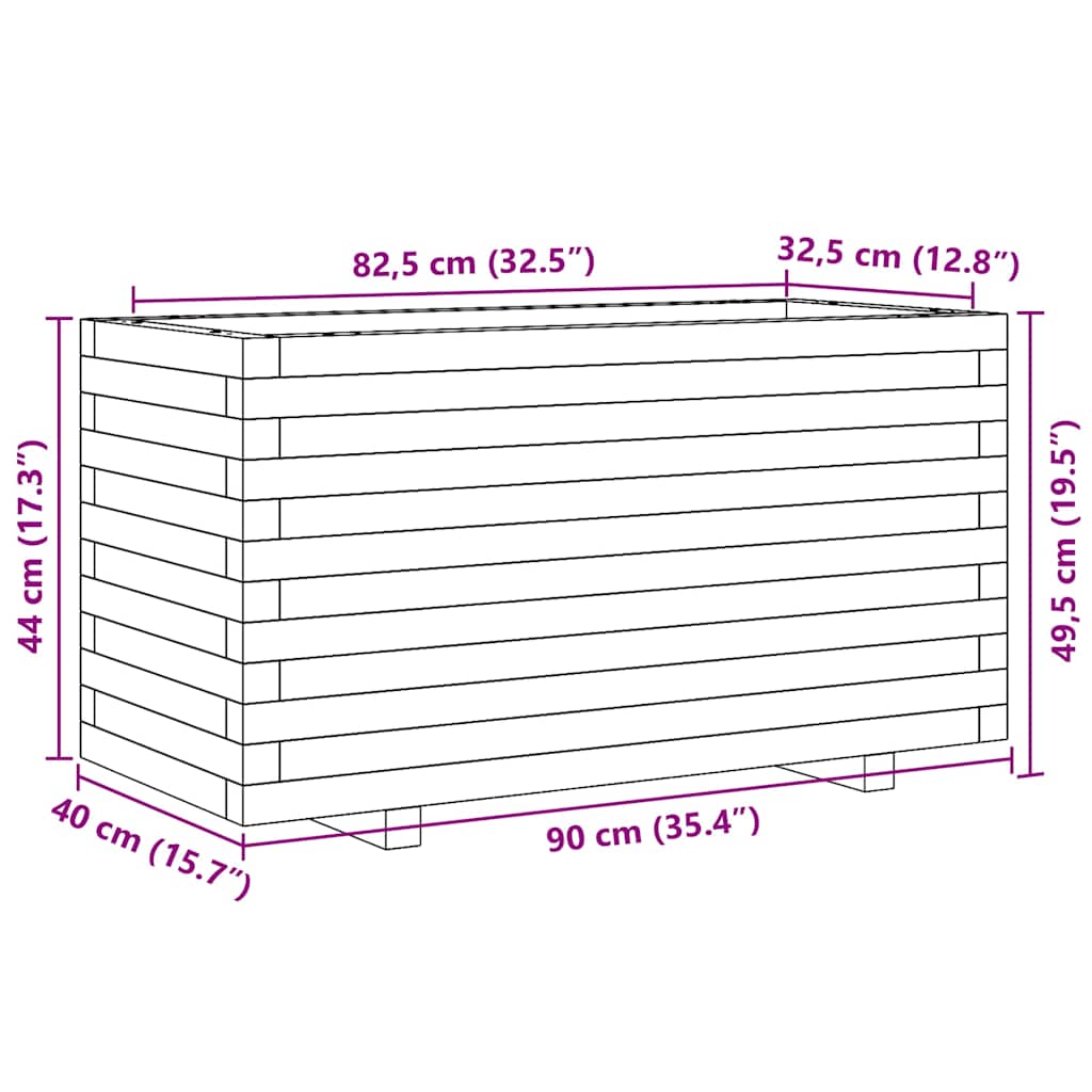 Fioriera da Giardino 90x40x49,5 cm in Legno di Pino Impregnato - homemem39
