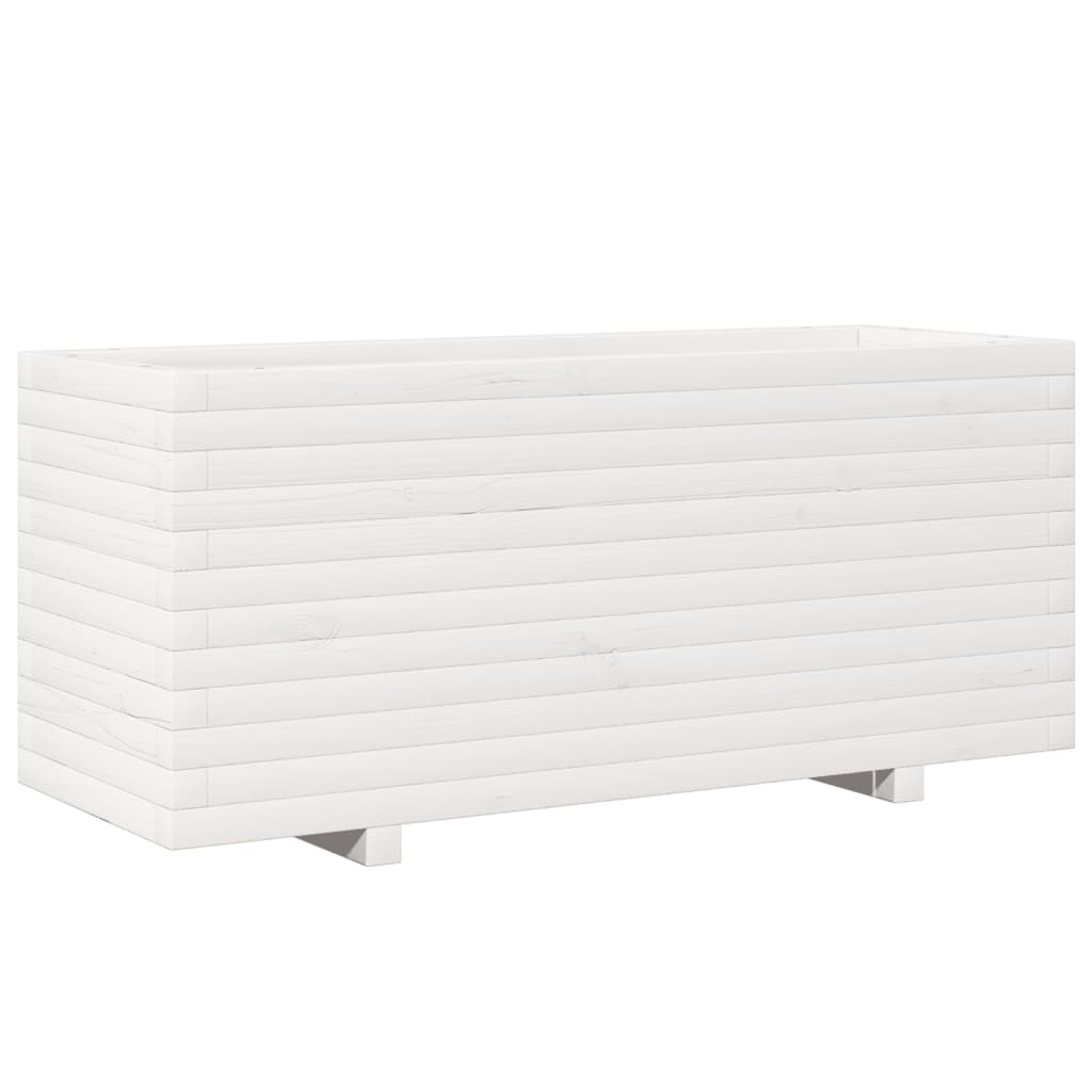 Fioriera da Giardino Bianca 110x40x49,5 cm Legno Massello Pino - homemem39
