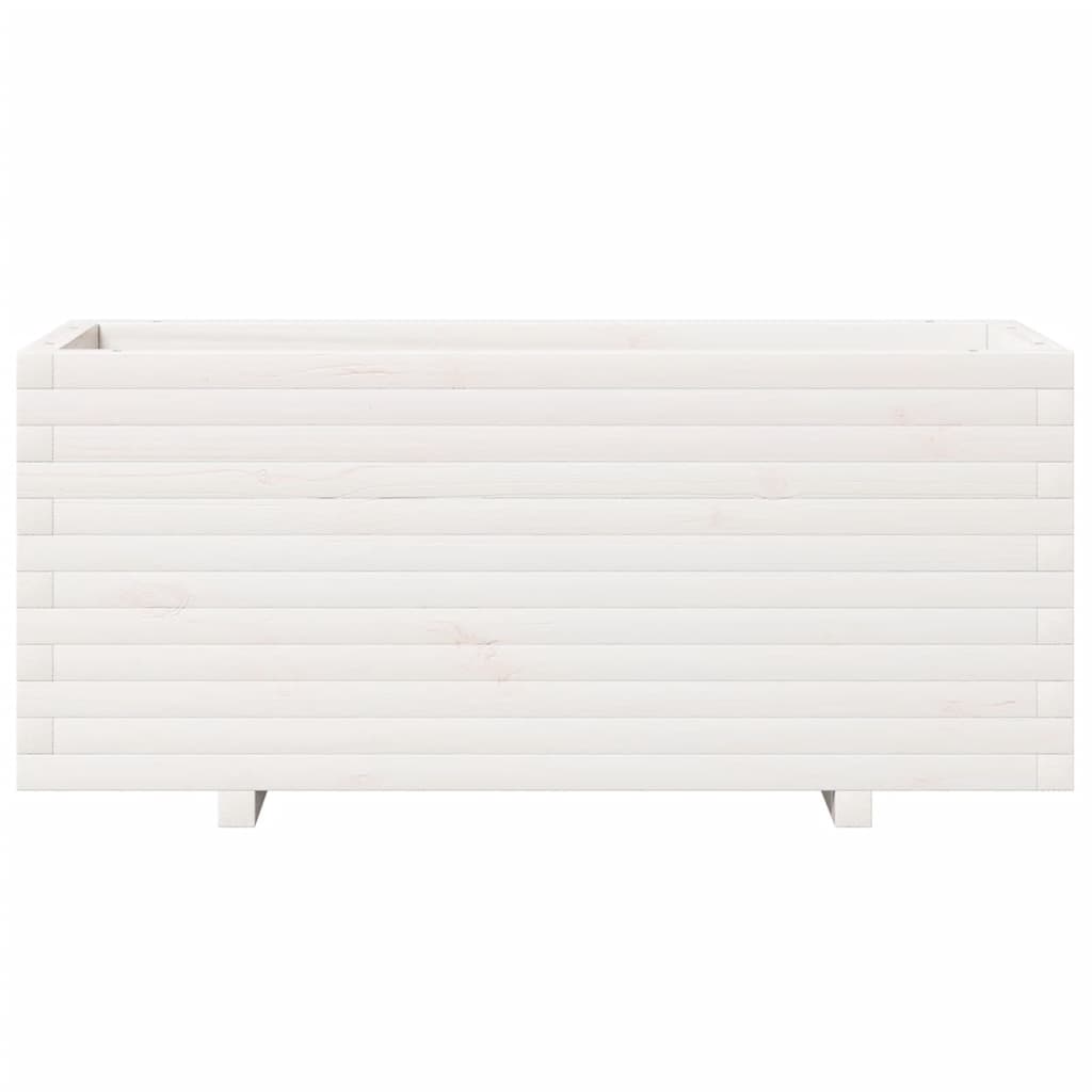 Fioriera da Giardino Bianca 110x40x49,5 cm Legno Massello Pino - homemem39