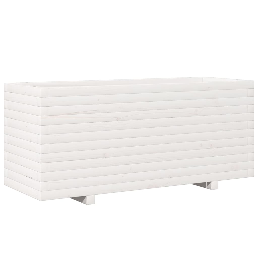 Fioriera da Giardino Bianca 110x40x49,5 cm Legno Massello Pino - homemem39