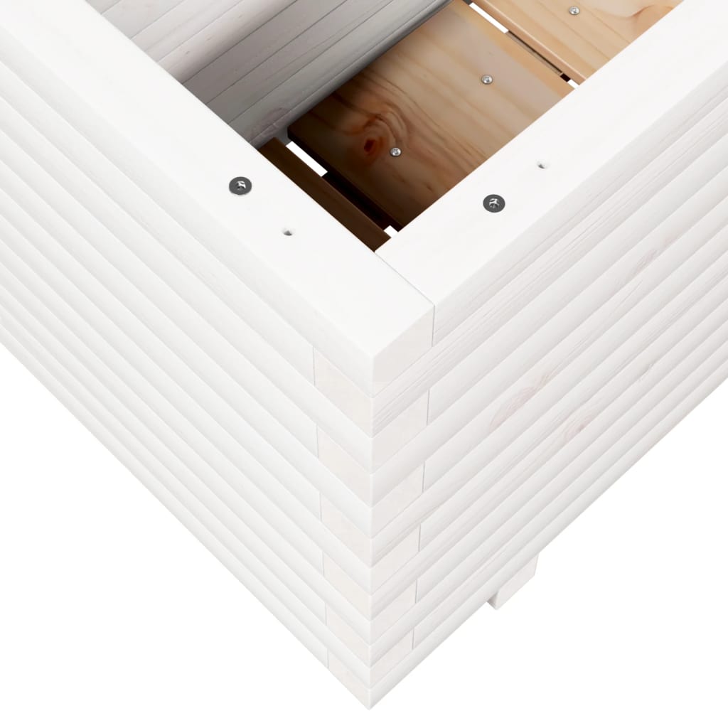Fioriera da Giardino Bianca 110x40x49,5 cm Legno Massello Pino - homemem39