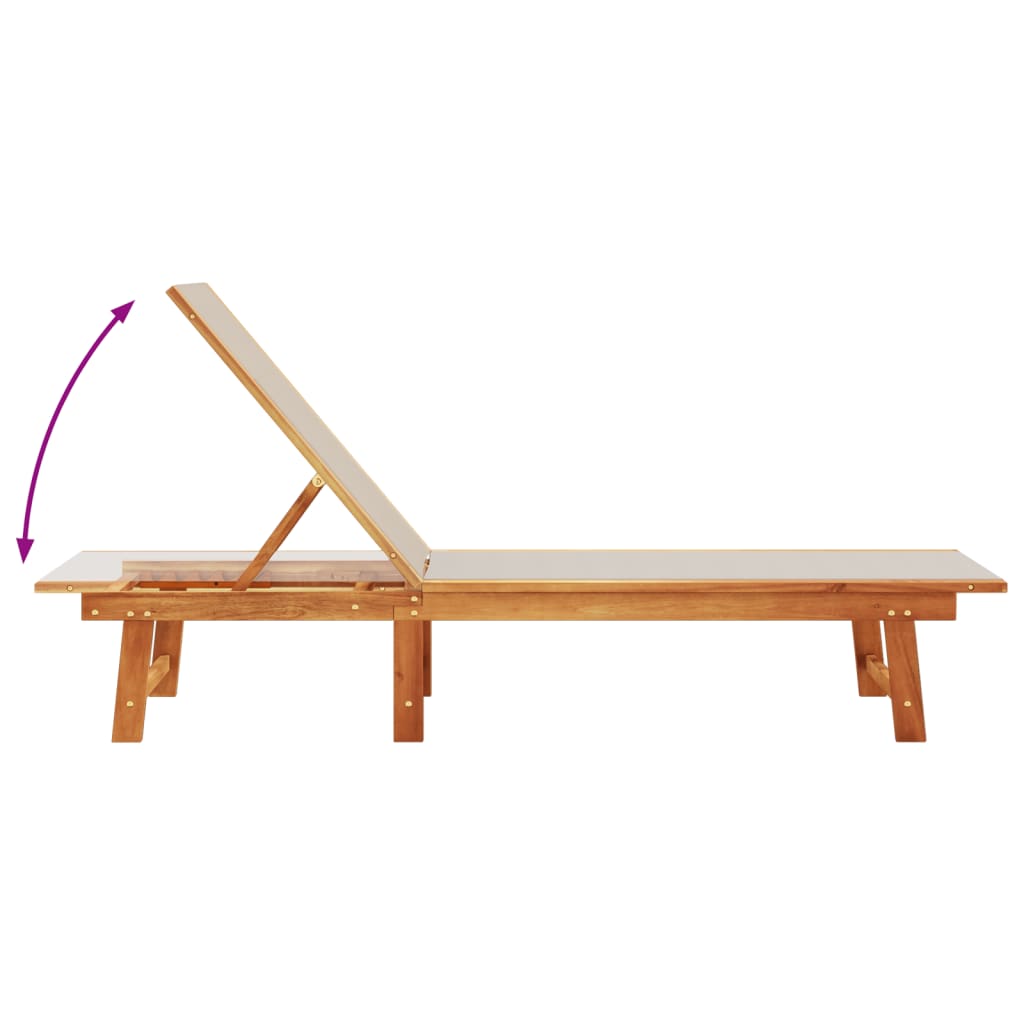 Lettino Prendisole Grigio Legno Massello di Acacia e Textilene - homemem39