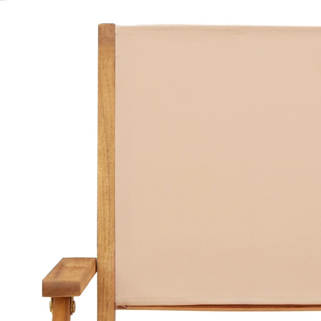 Set Pranzo da Giardino 7 pz Beige in Tessuto e Legno Massello