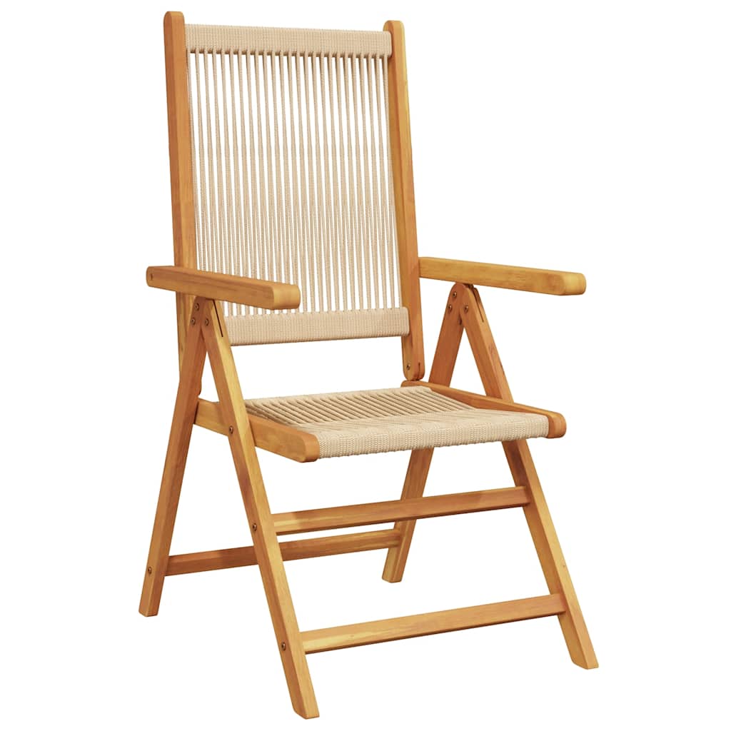 Set Pranzo da Giardino 7 pz Beige Polipropilene/ Legno Massello