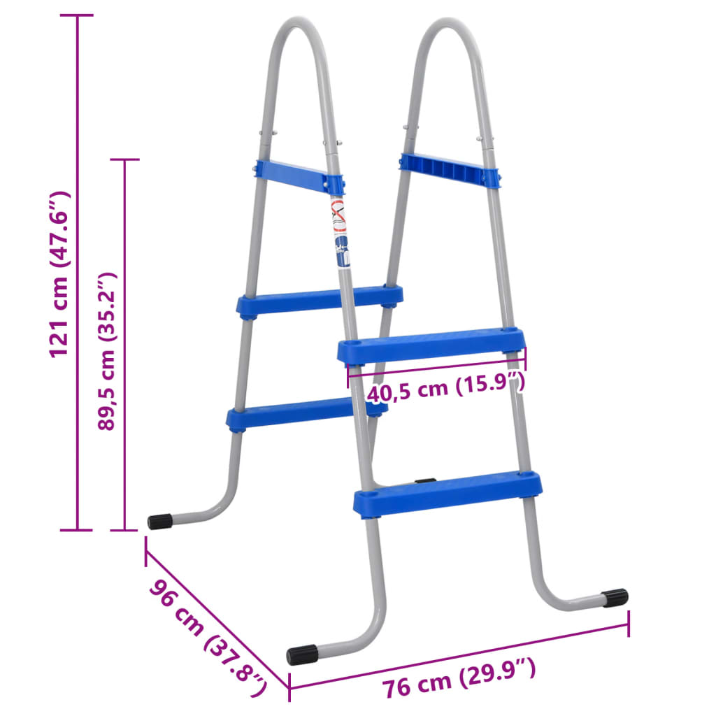 Scaletta per Piscina Fuori Terra 84 cm in Acciaio e Plastica | homemem39
