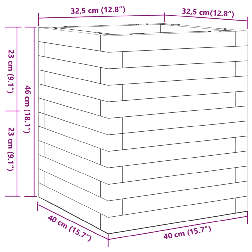 Fioriera da Giardino Bianca 40x40x46 cm Legno Massello di Pino - homemem39