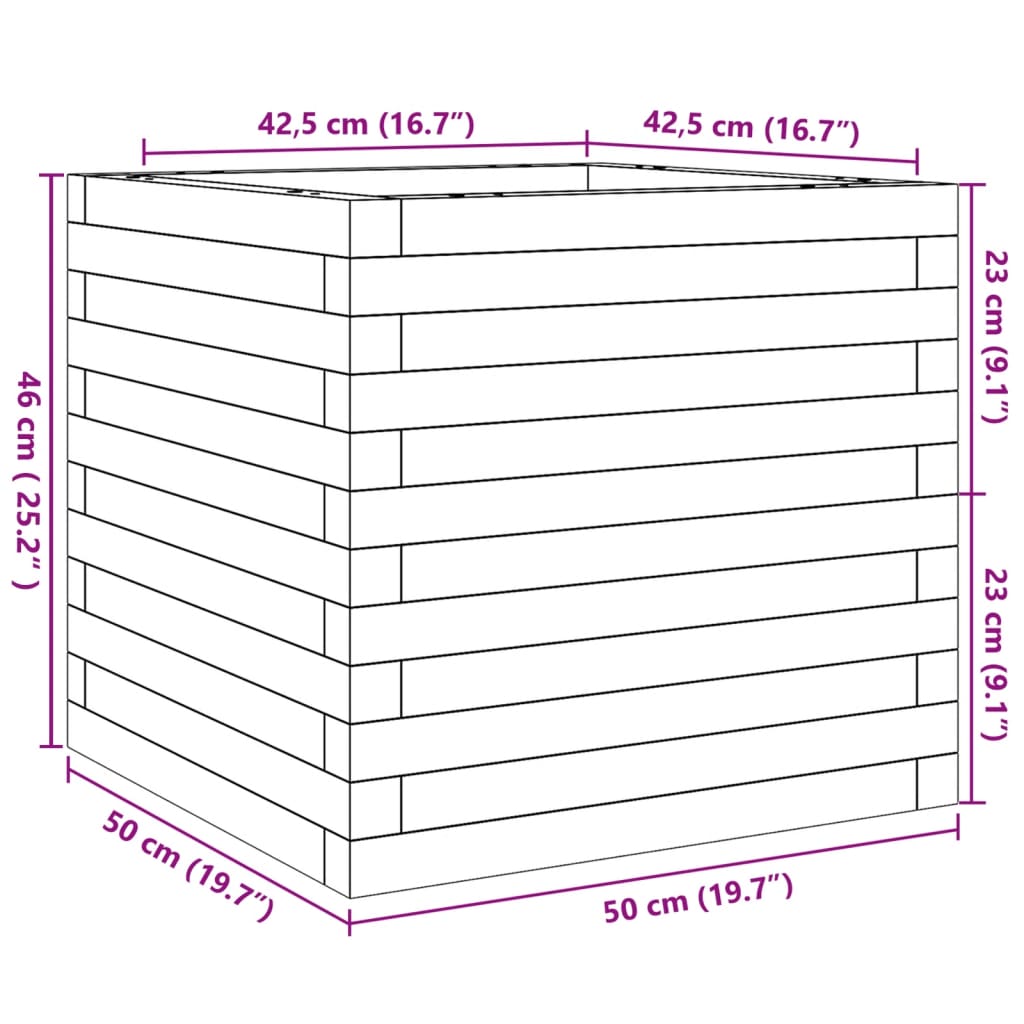 Fioriera Giardino Marrone Cera 50x50x46 cm Legno Massello Pino | homemem39
