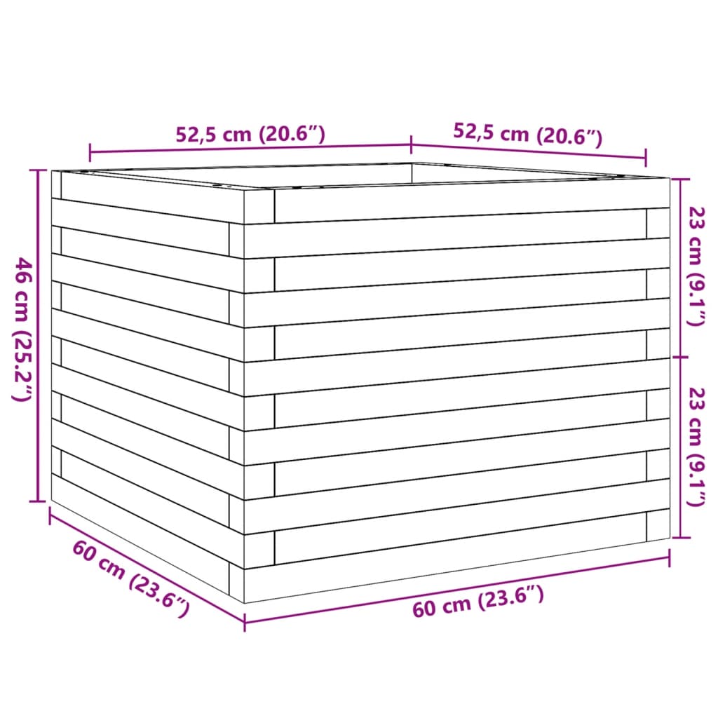 Fioriera da Giardino Bianca 60x60x46 cm Legno Massello di Pino | homemem39