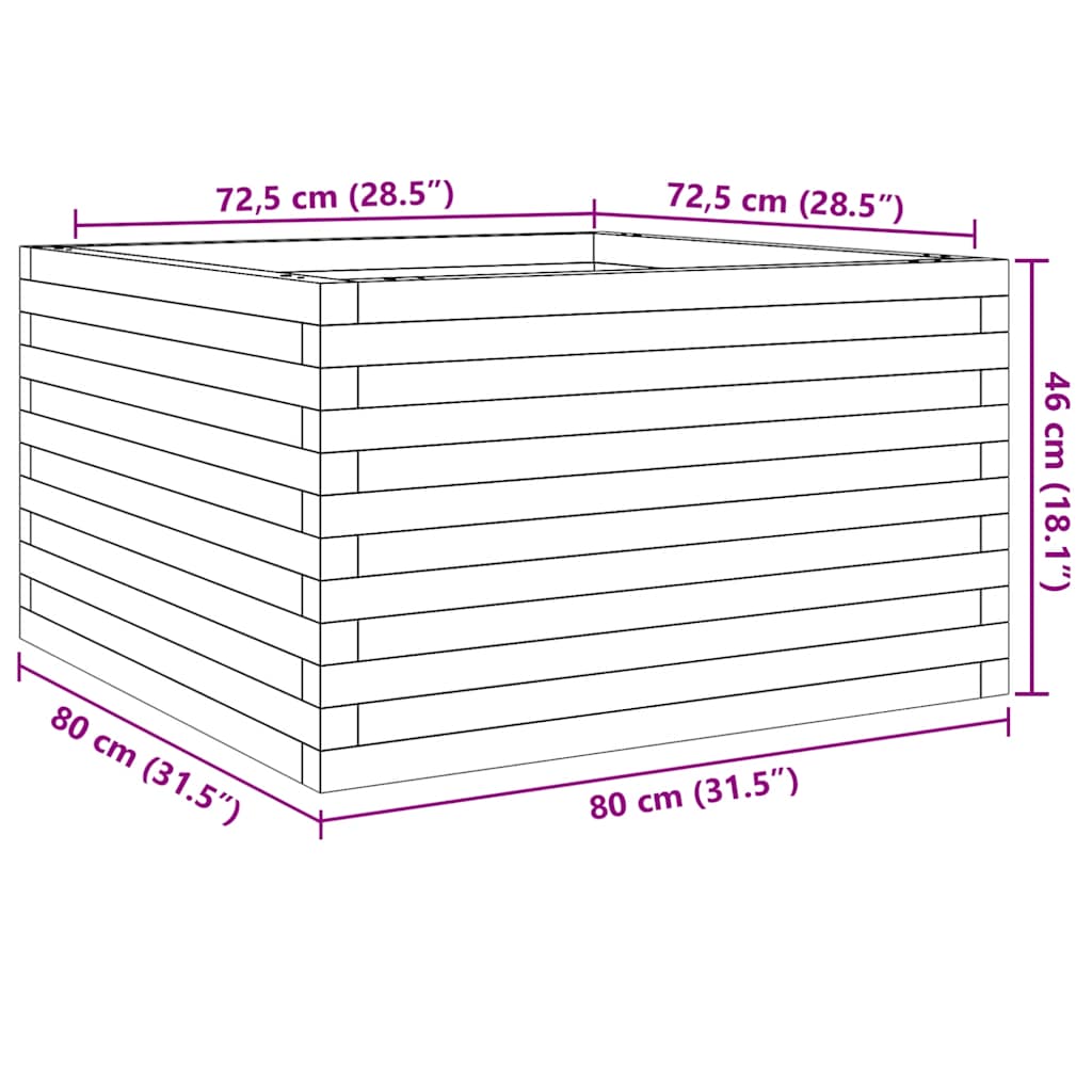 Fioriera Giardino Marrone Cera 80x80x46 cm Legno Massello Pino - homemem39