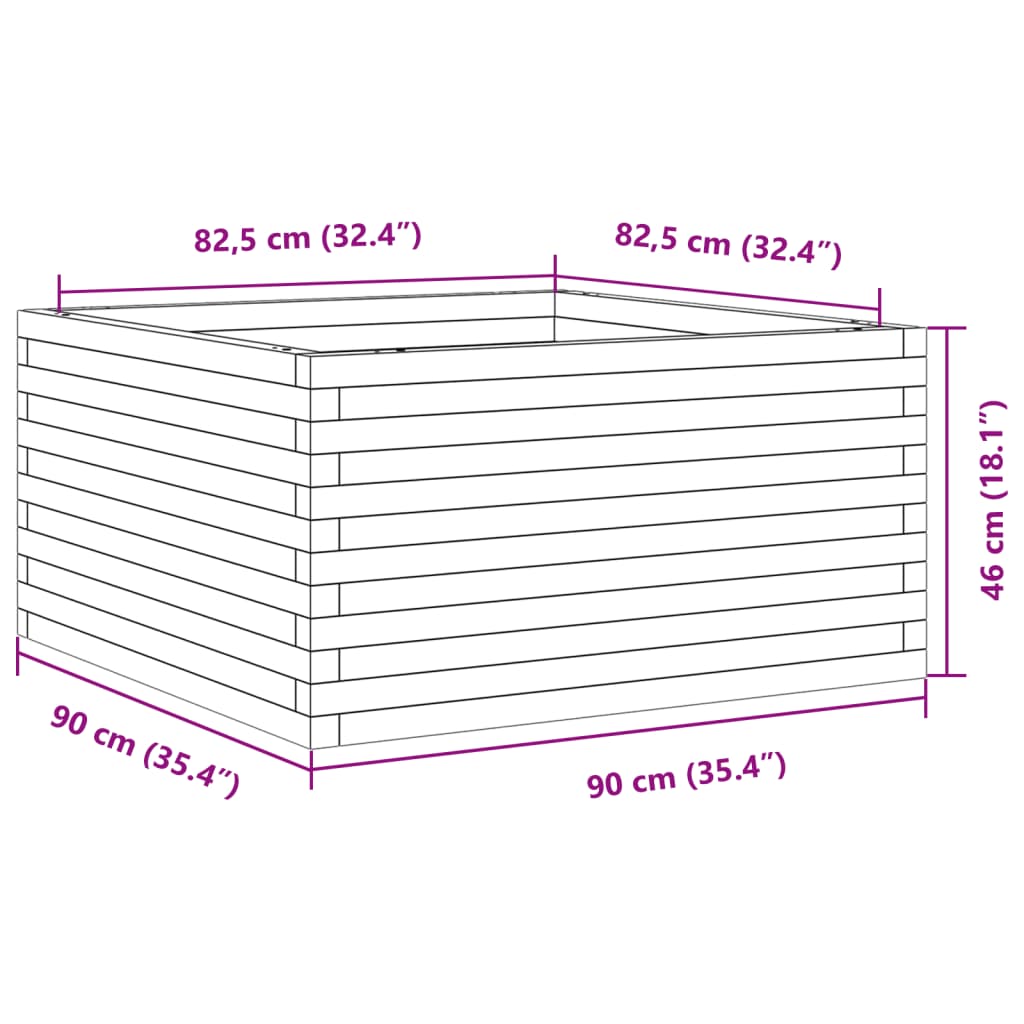 Fioriera da Giardino Bianca 90x90x46 cm Legno Massello di Pino - homemem39