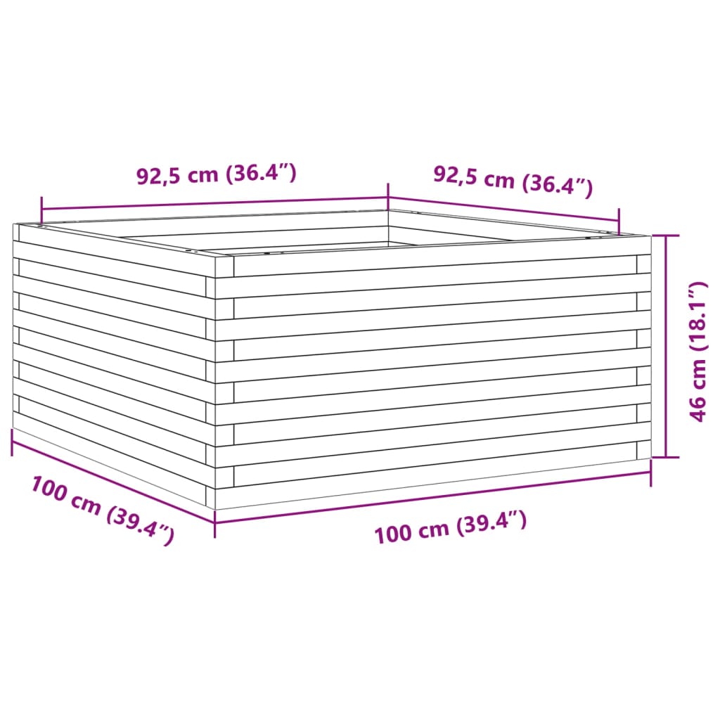 Fioriera da Giardino Bianca 100x100x46cm Legno Massello di Pino - homemem39