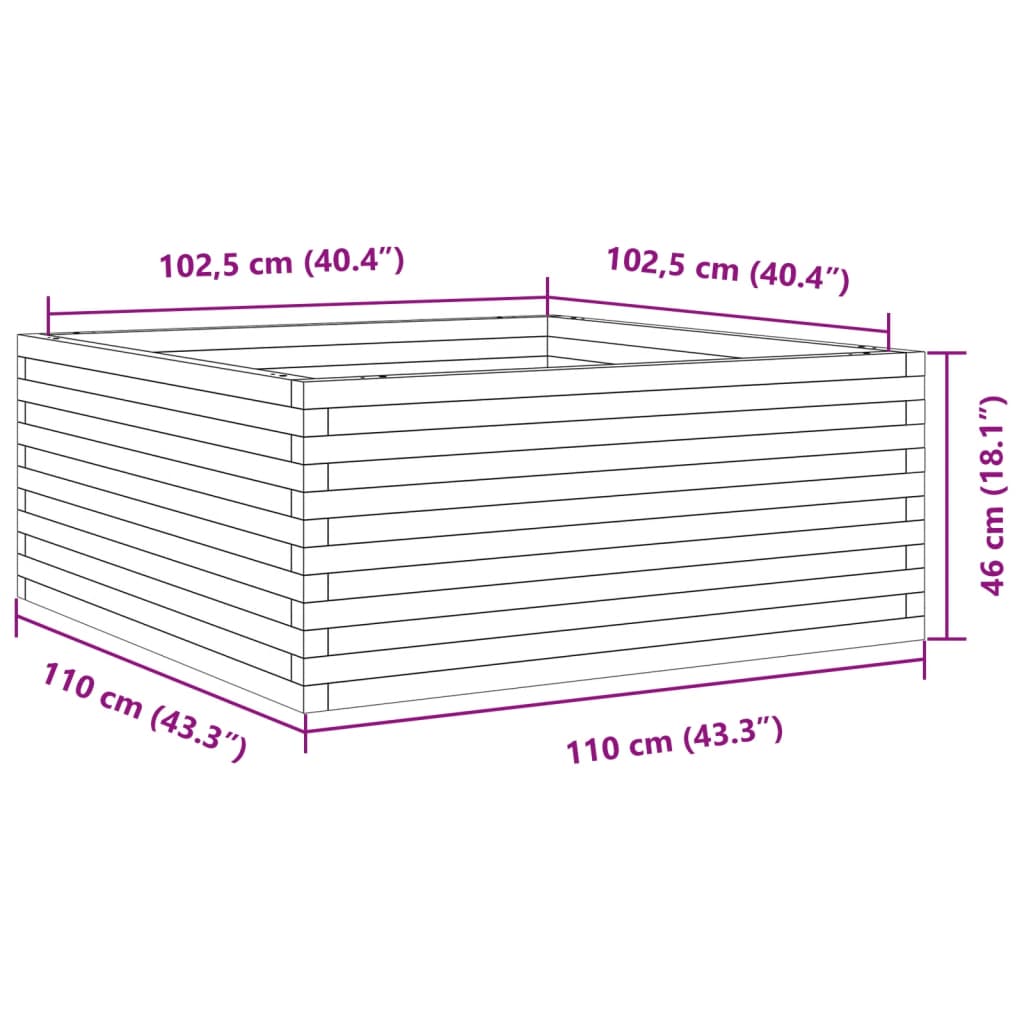 Fioriera Giardino Marrone Cera 110x110x46cm Legno Massello Pino | homemem39