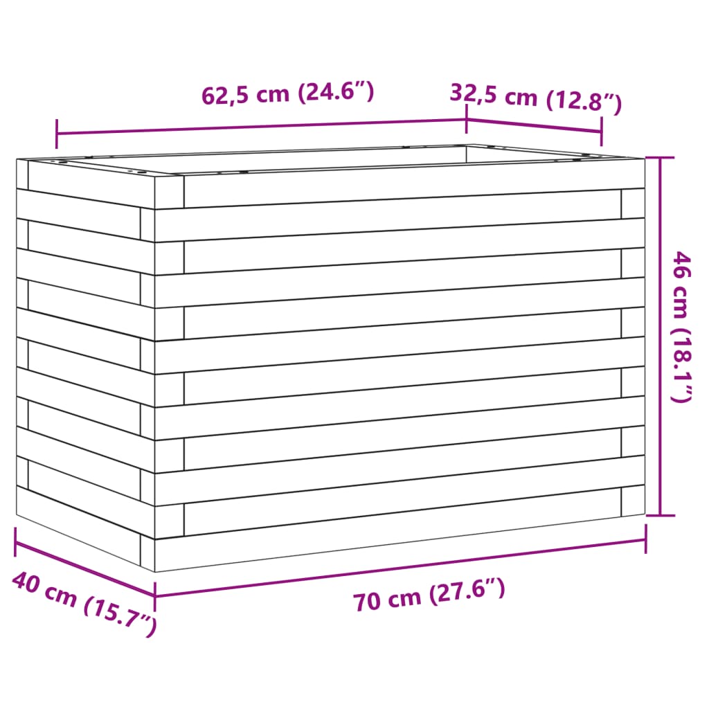 Fioriera Giardino Marrone Cera 70x40x46 cm Legno Massello Pino - homemem39