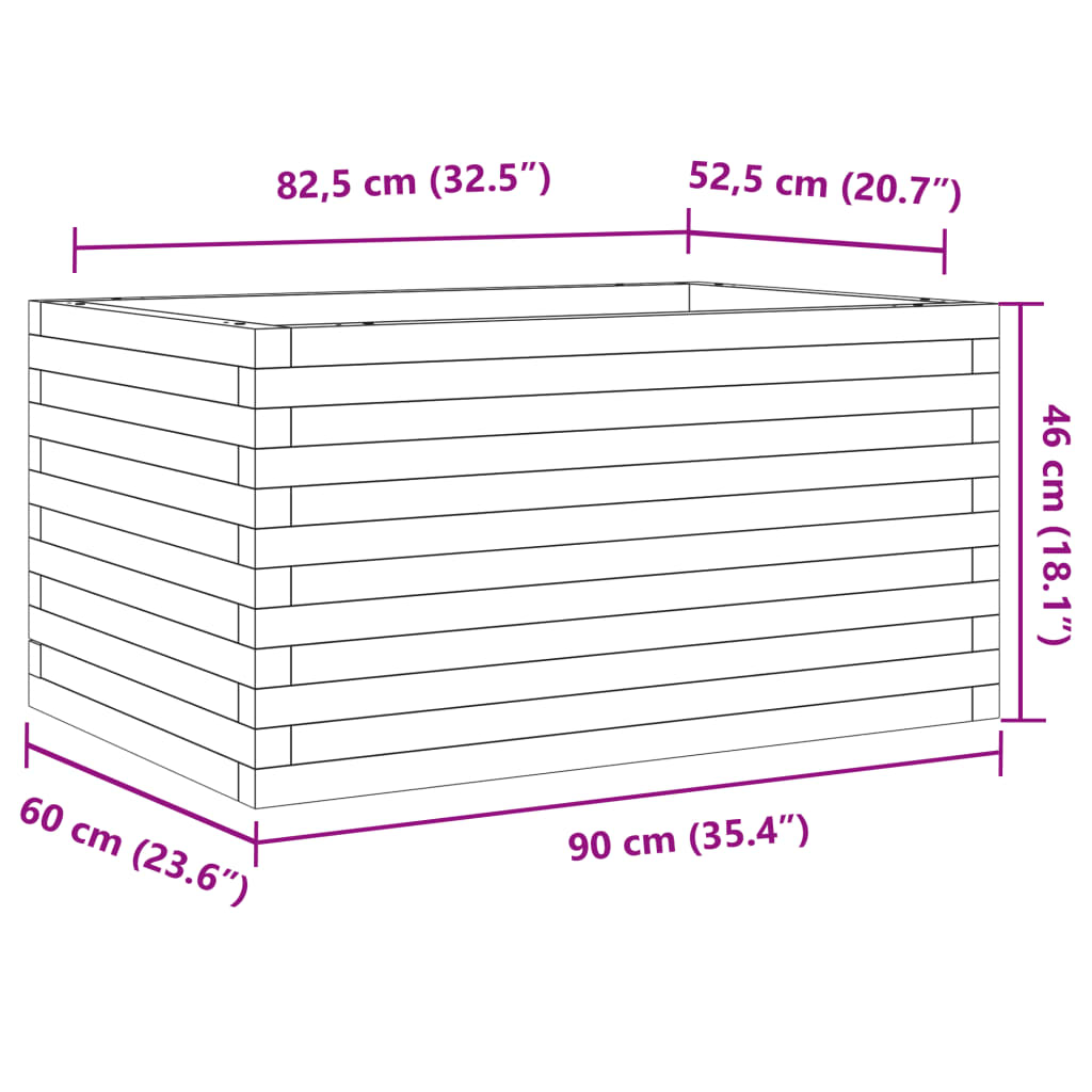 Fioriera Giardino Marrone Cera 90x60x46 cm Legno Massello Pino - homemem39