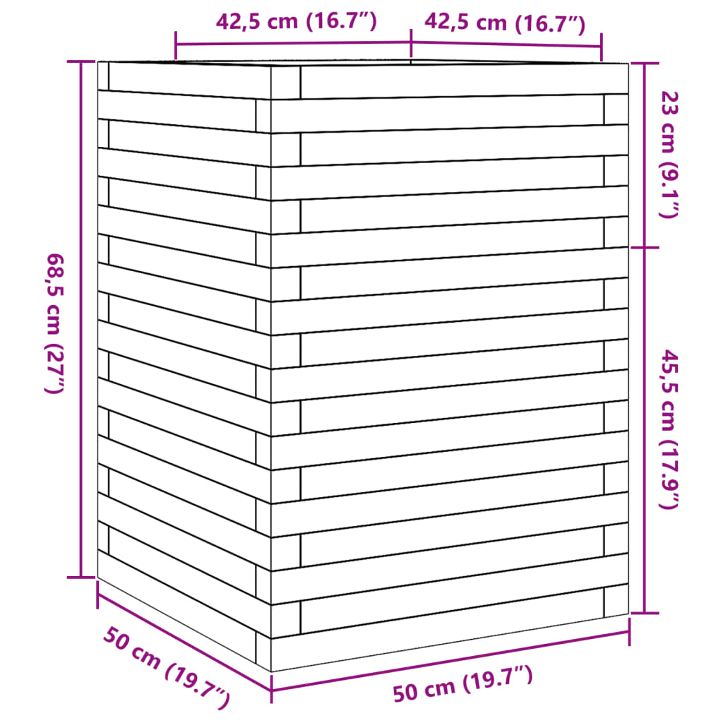 Fioriera Giardino Marrone Cera 50x50x68,5cm Legno Massello Pino | homemem39