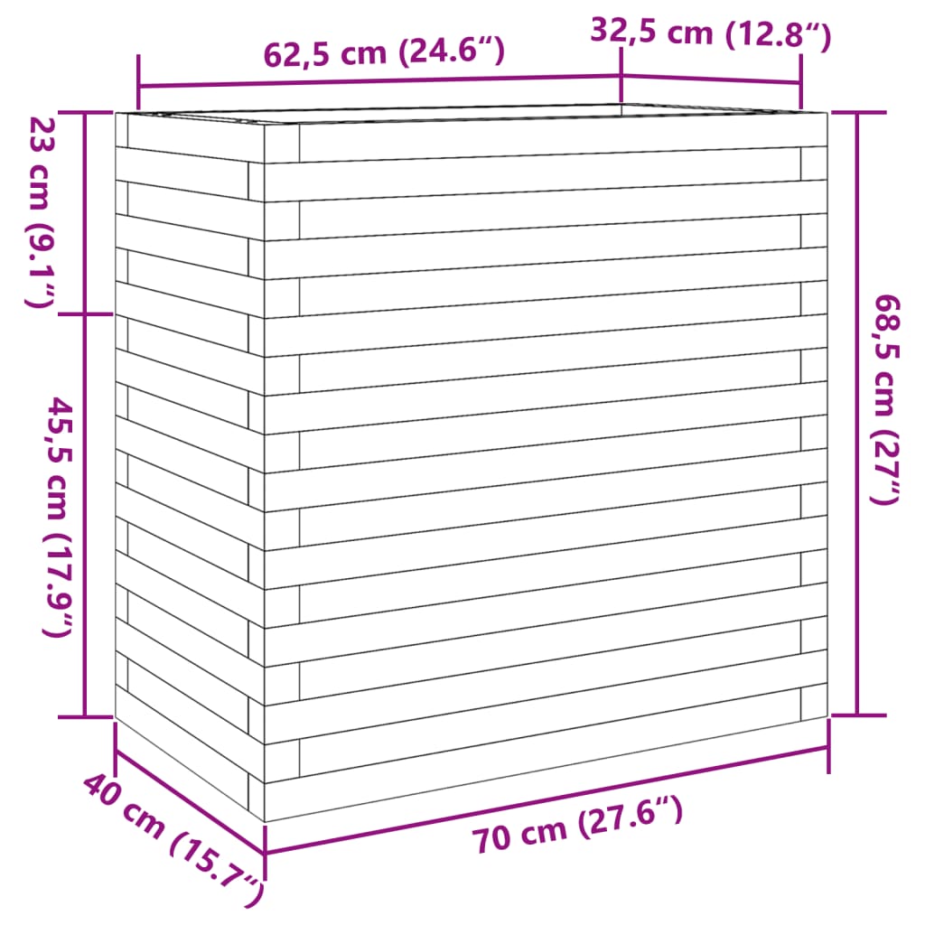 Fioriera da Giardino Bianca 70x40x68,5cm Legno Massello di Pino - homemem39