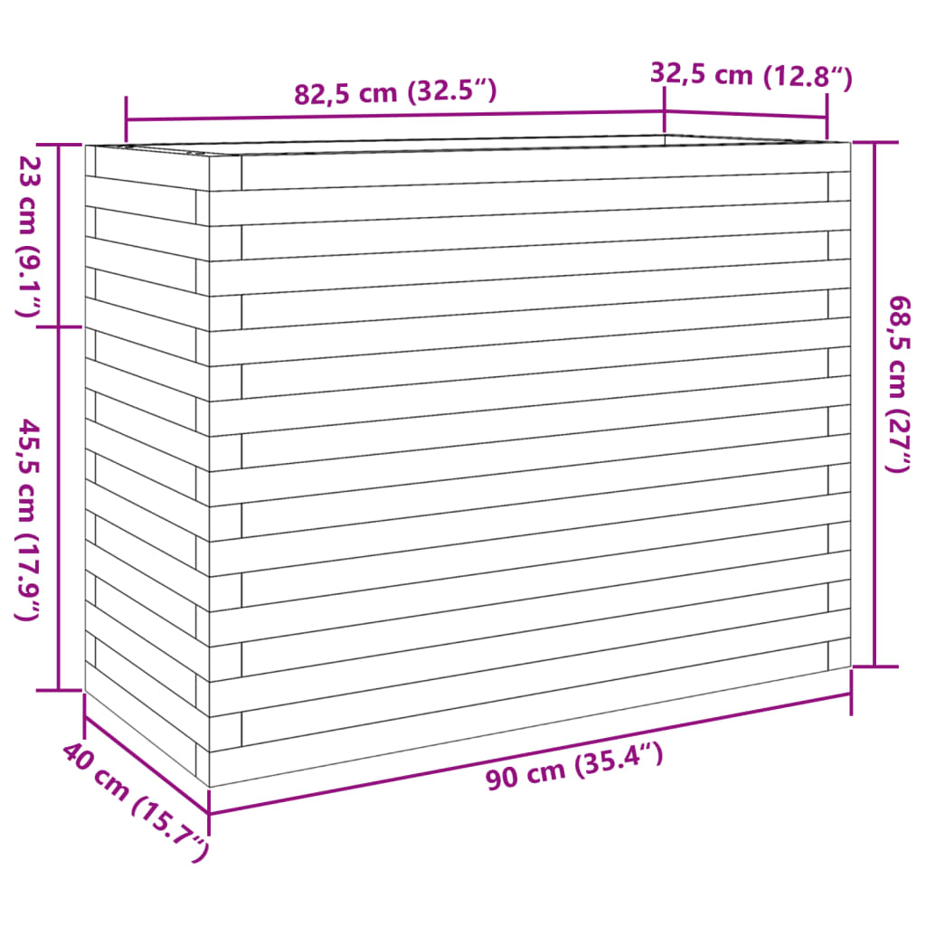 Fioriera Giardino Marrone Cera 90x40x68,5cm Legno Massello Pino
