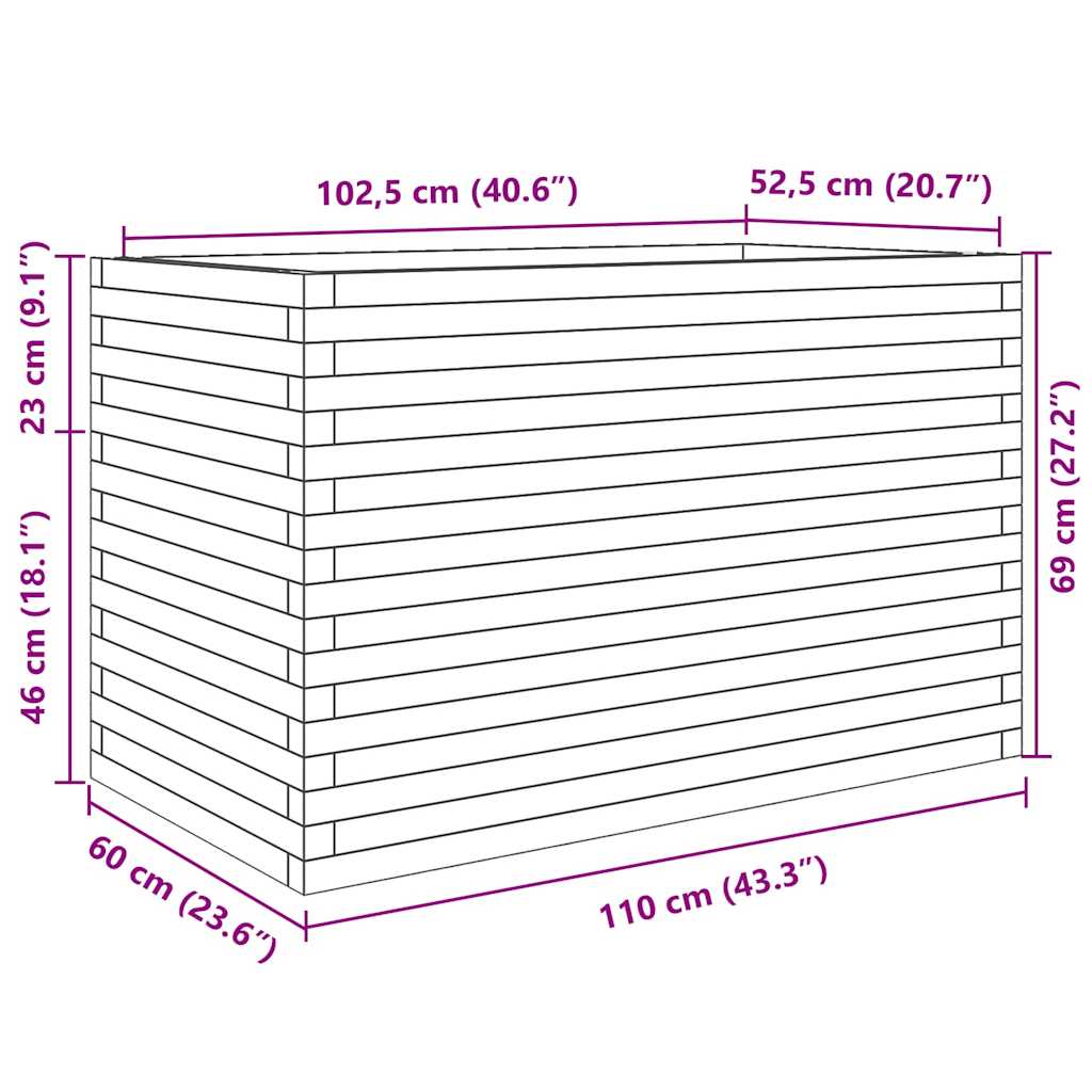 Fioriera da Giardino Bianca 110x60x68,5 cm Legno Massello Pino - homemem39