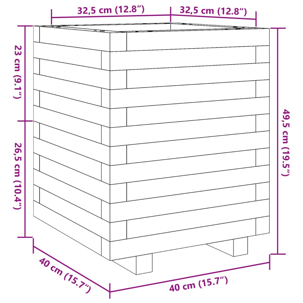 Fioriera Giardino Marrone Cera 40x40x49,5cm Legno Massello Pino - homemem39