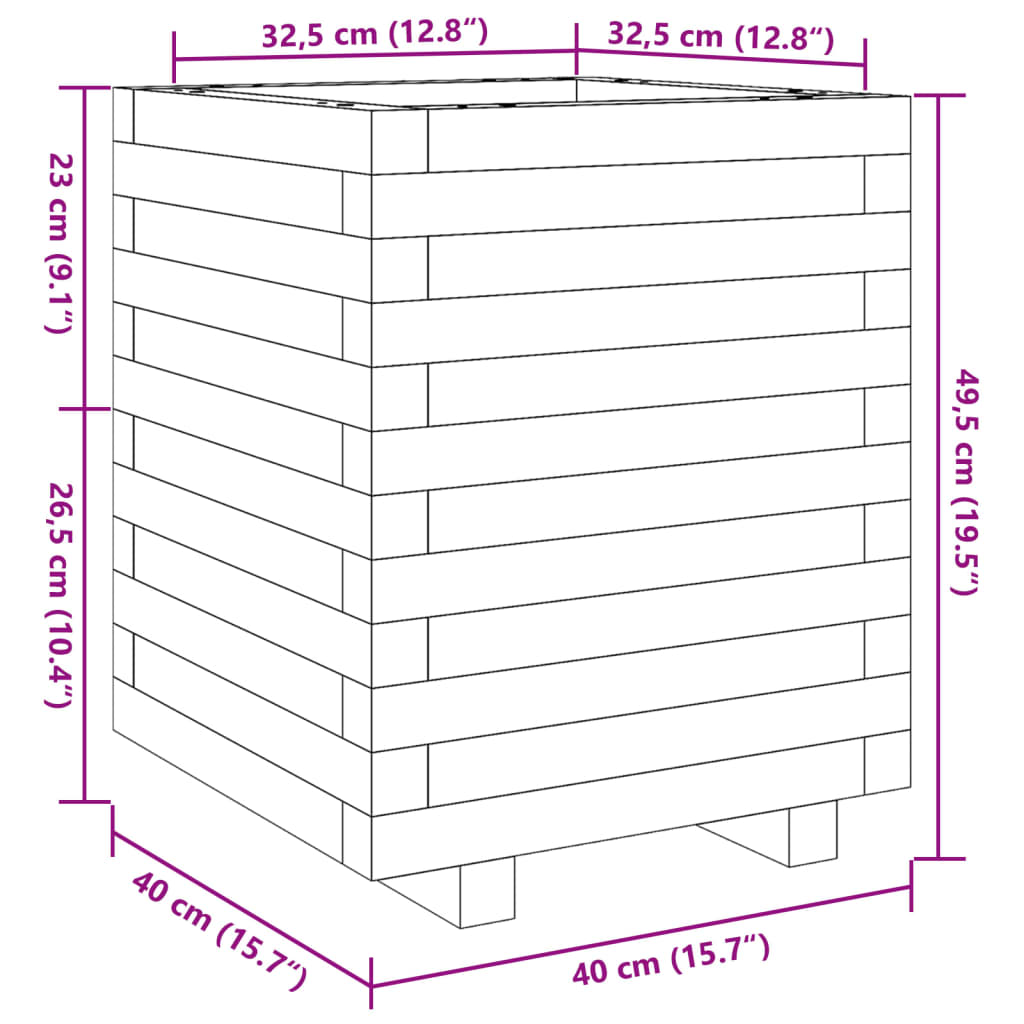 Fioriera da Giardino 40x40x49,5 cm in Legno Massello di Douglas | homemem39