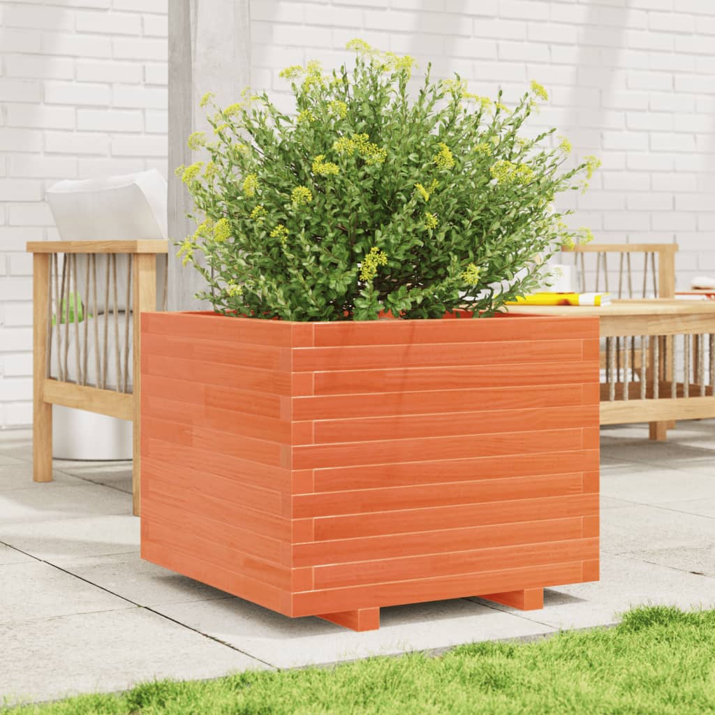 Fioriera Giardino Marrone Cera 60x60x49,5cm Legno Massello Pino - homemem39
