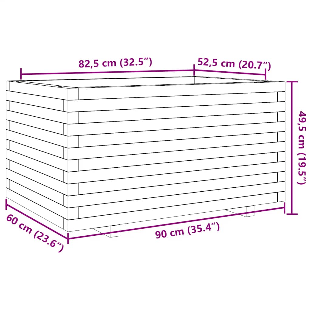 Fioriera da Giardino 90x60x49,5 cm in Legno Massello di Pino | homemem39