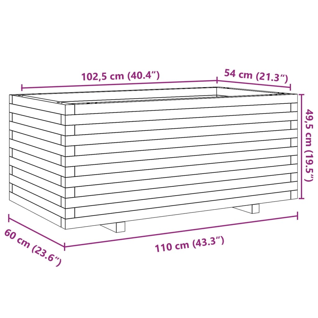 Fioriera da Giardino Bianca 110x60x49,5 cm Legno Massello Pino - homemem39