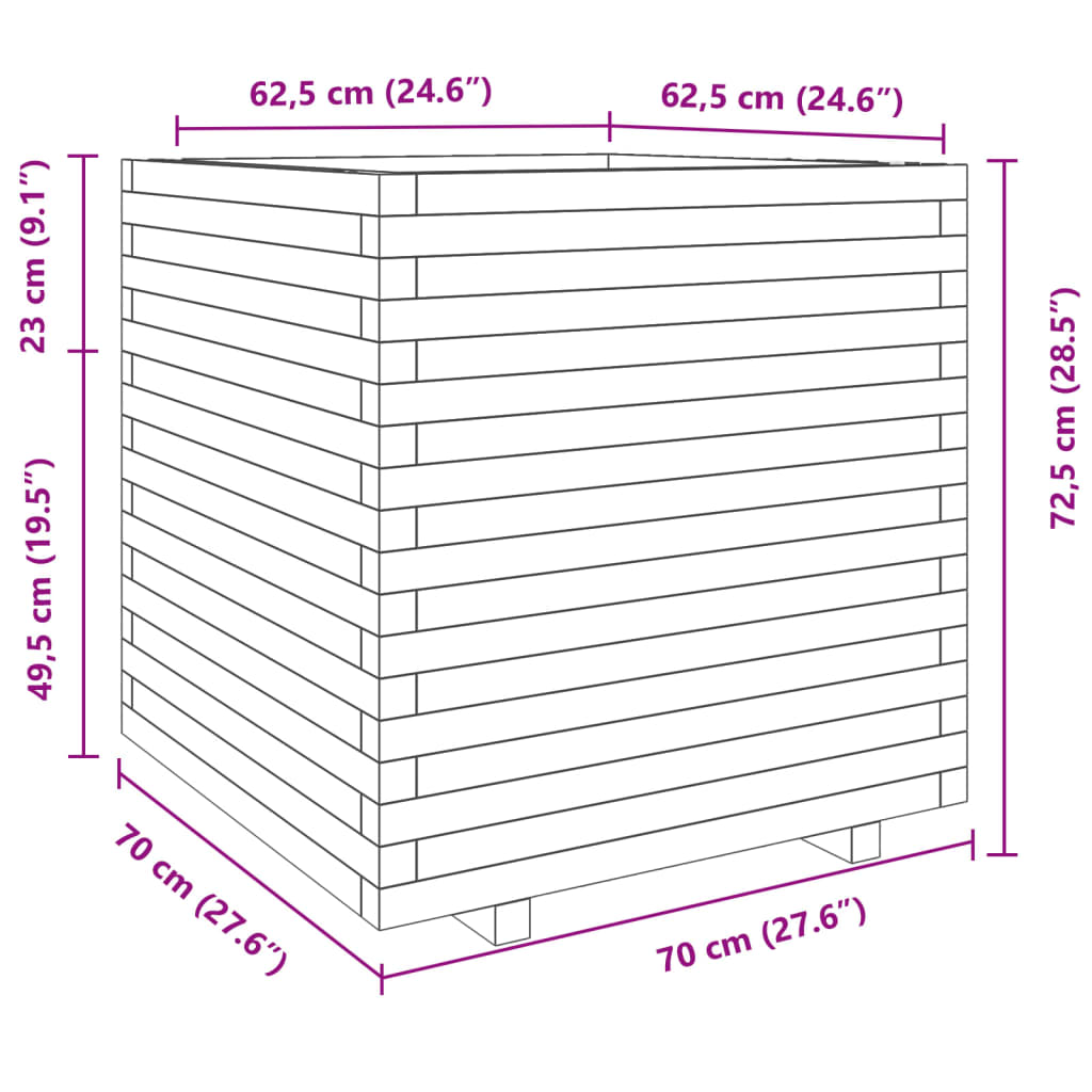 Fioriera da Giardino 70x70x72,5 cm in Legno Massello di Douglas | homemem39
