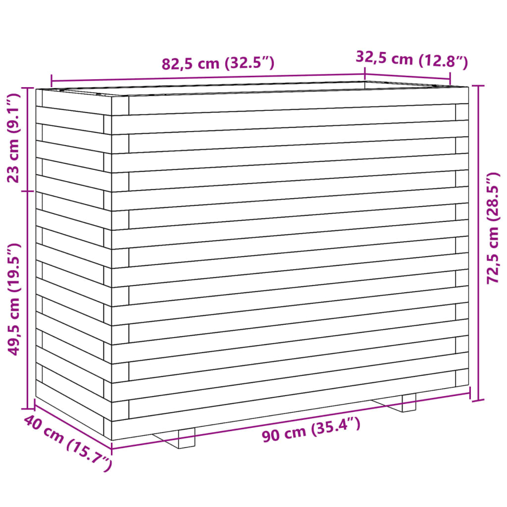 Fioriera da Giardino 90x40x72,5 cm in Legno Massello di Pino - homemem39