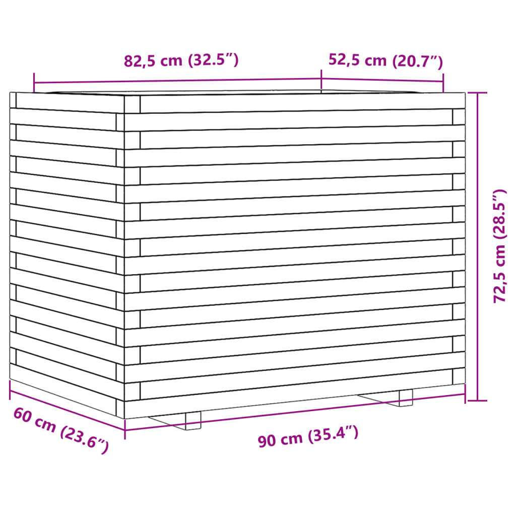 Fioriera Giardino Marrone Cera 90x60x72,5cm Legno Massello Pino - homemem39