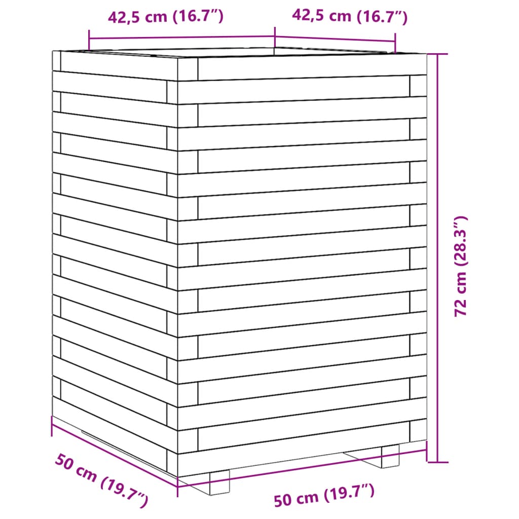 Fioriera da Giardino Bianca 50x50x72 cm Legno Massello di Pino | homemem39