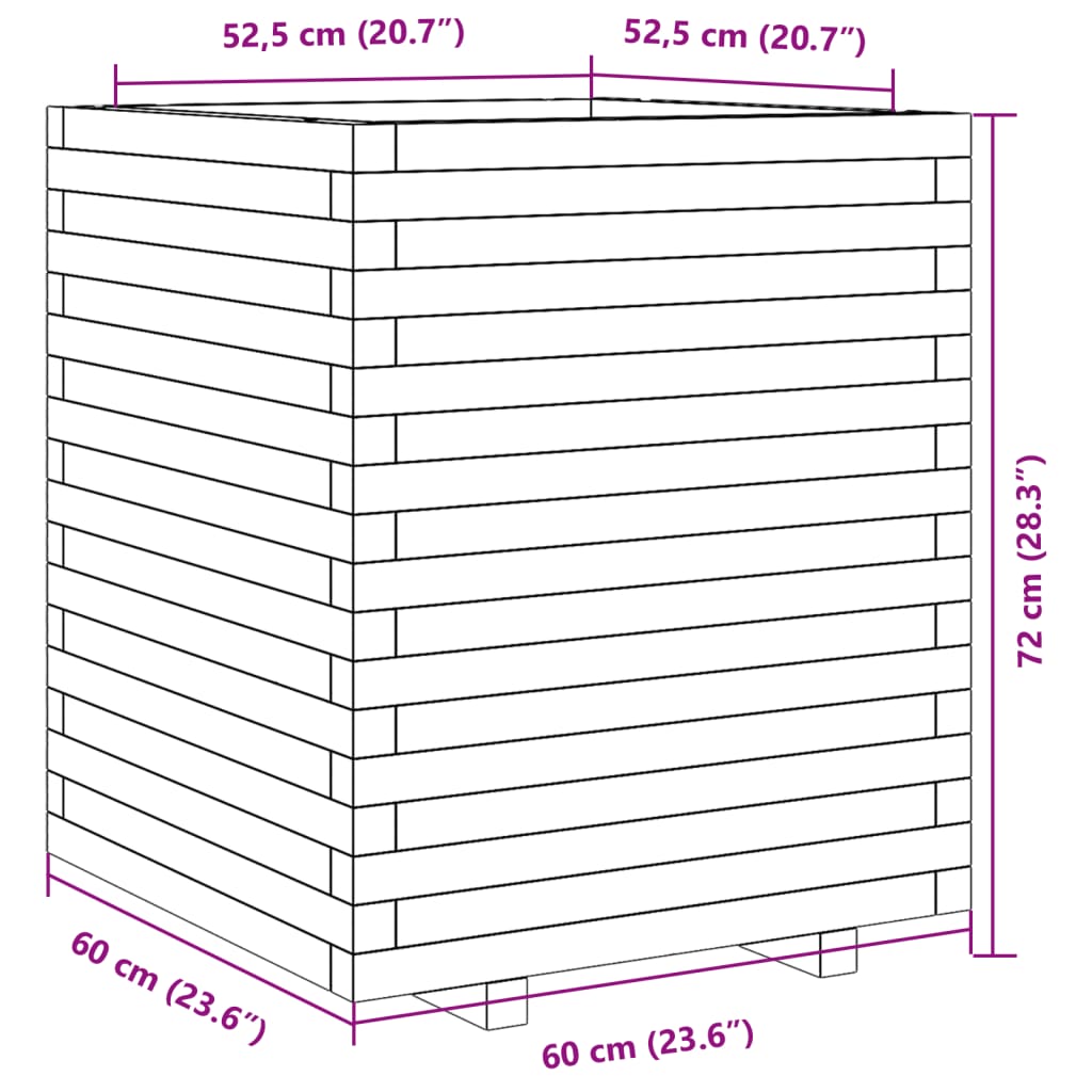 Fioriera Giardino Marrone Cera 60x60x72 cm Legno Massello Pino - homemem39
