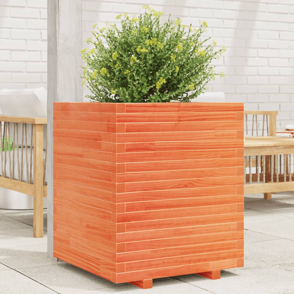Fioriera Giardino Marrone Cera 60x60x72 cm Legno Massello Pino - homemem39