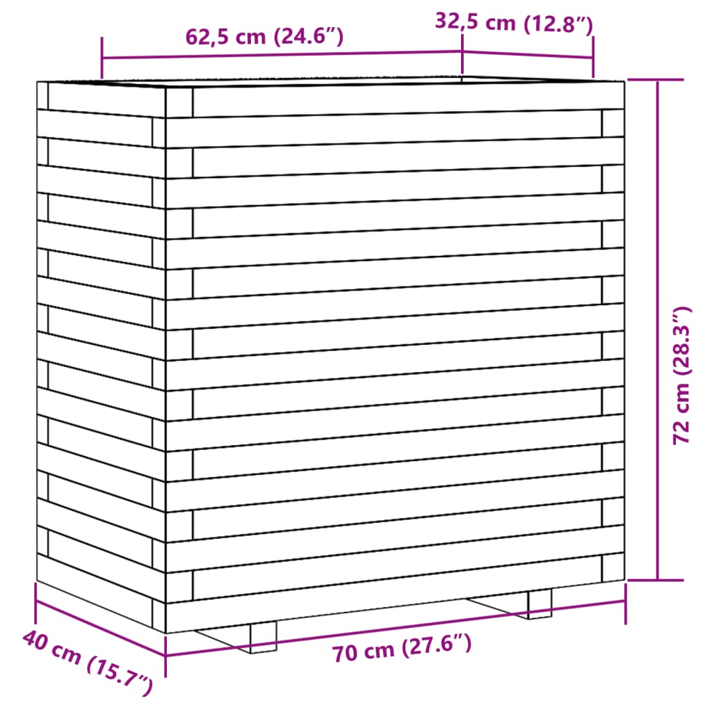 Fioriera da Giardino Bianca 70x40x72 cm Legno Massello di Pino - homemem39