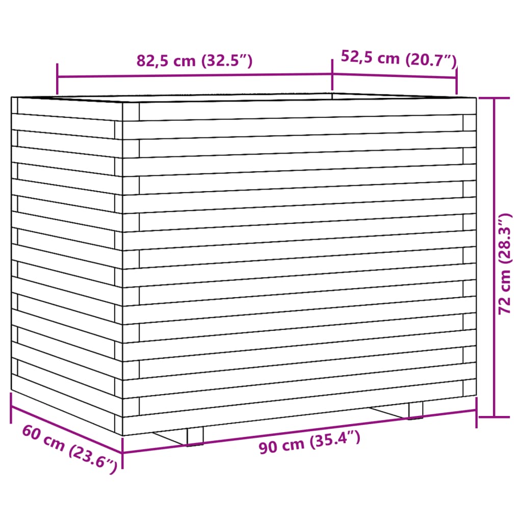 Fioriera da Giardino 90x60x72 cm in Legno Massello di Pino - homemem39
