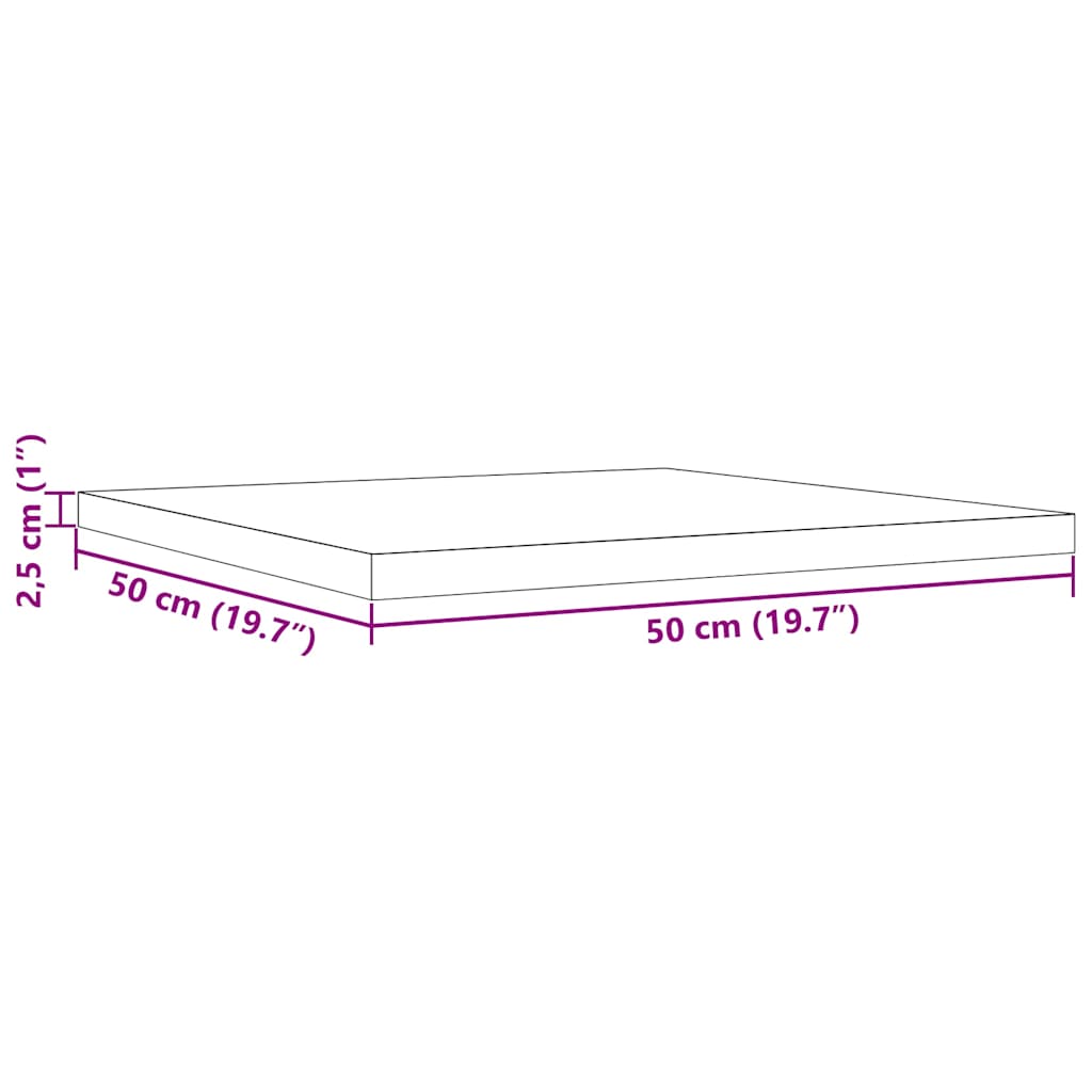 Piano per Tavolo 50x50x2,5 cm Quadrato Legno Massello di Pino | homemem39