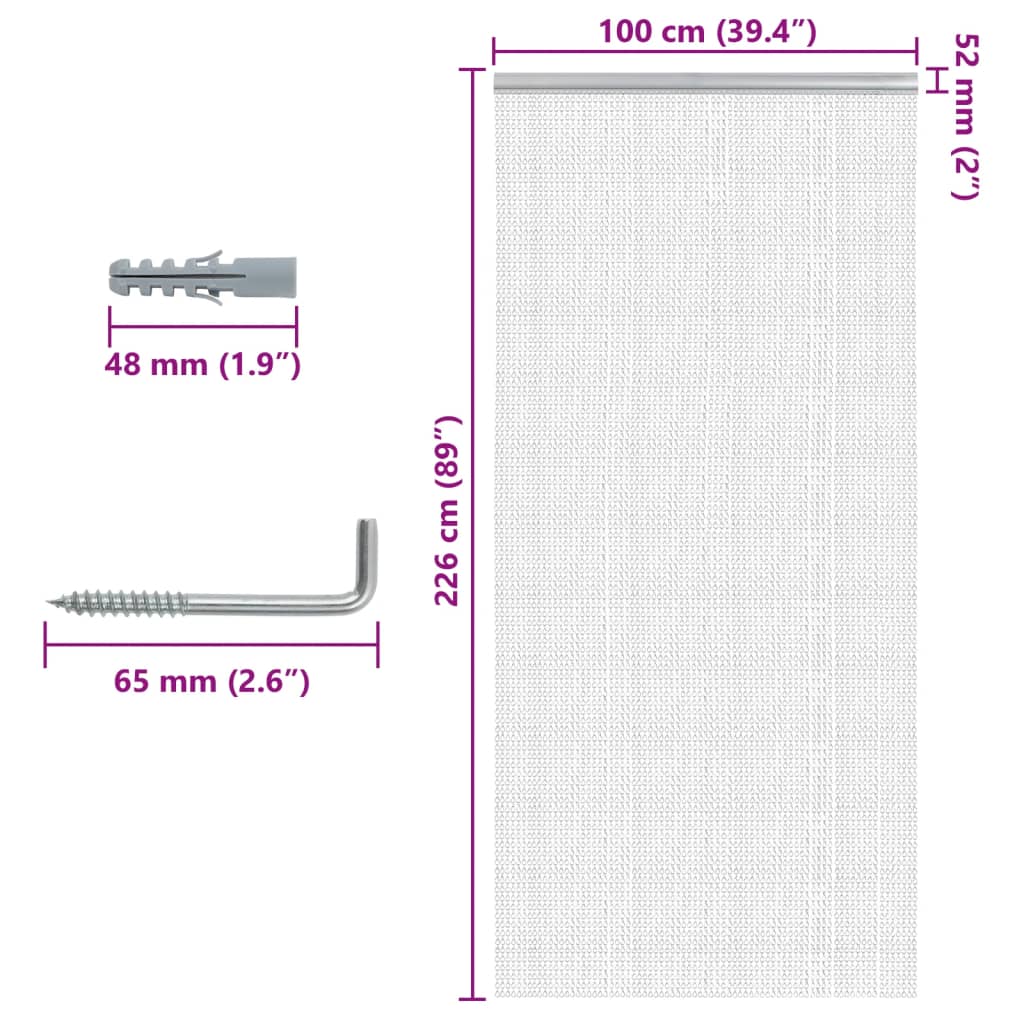 Zanzariera da Porta a Catena 100x226 cm in Alluminio | homemem39