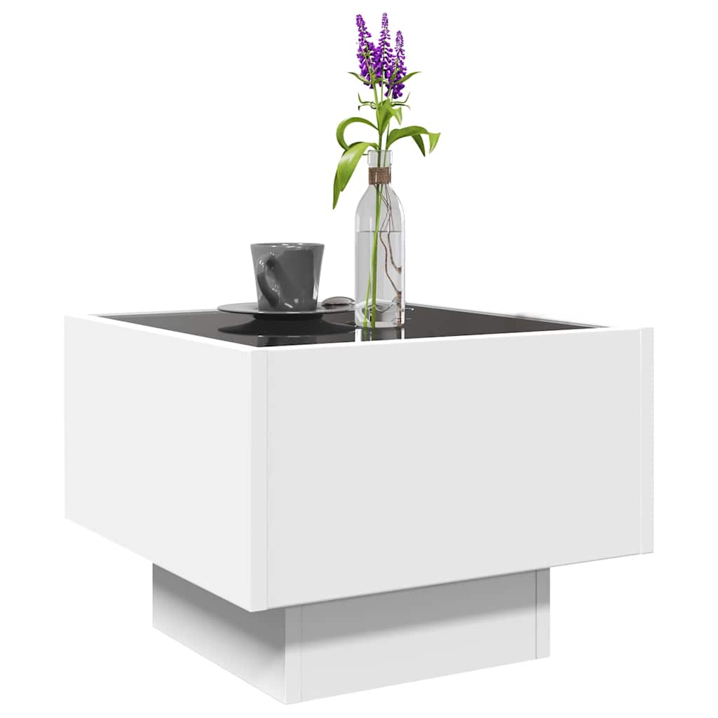 Tavolino con LED Bianco 40x40x30 cm in Legno Multistrato