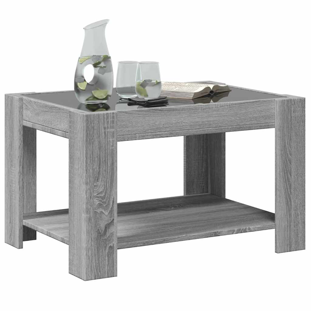 Tavolino Salotto con LED Grigio Sonoma 73x53x45 cm Multistrato