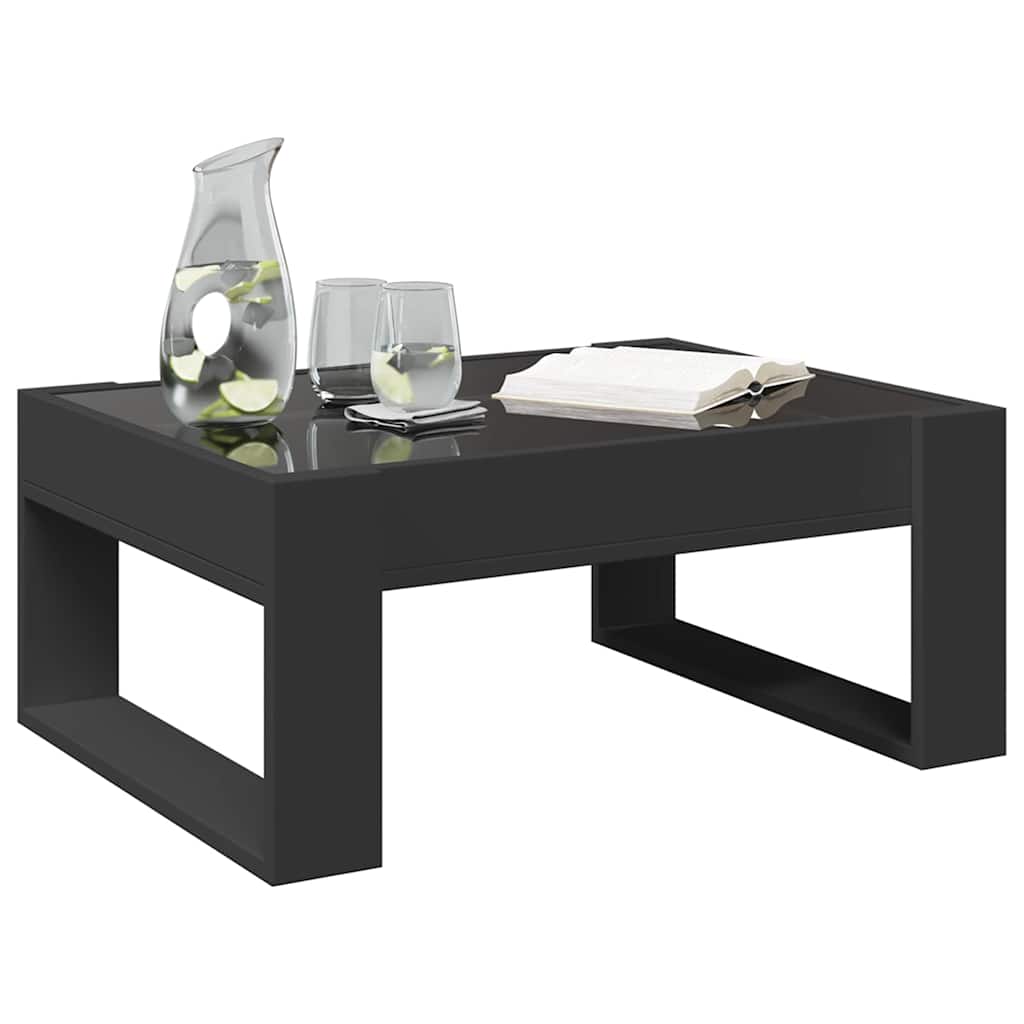 Tavolino da Salotto con LED Infinity Nero 70x53x30 cm