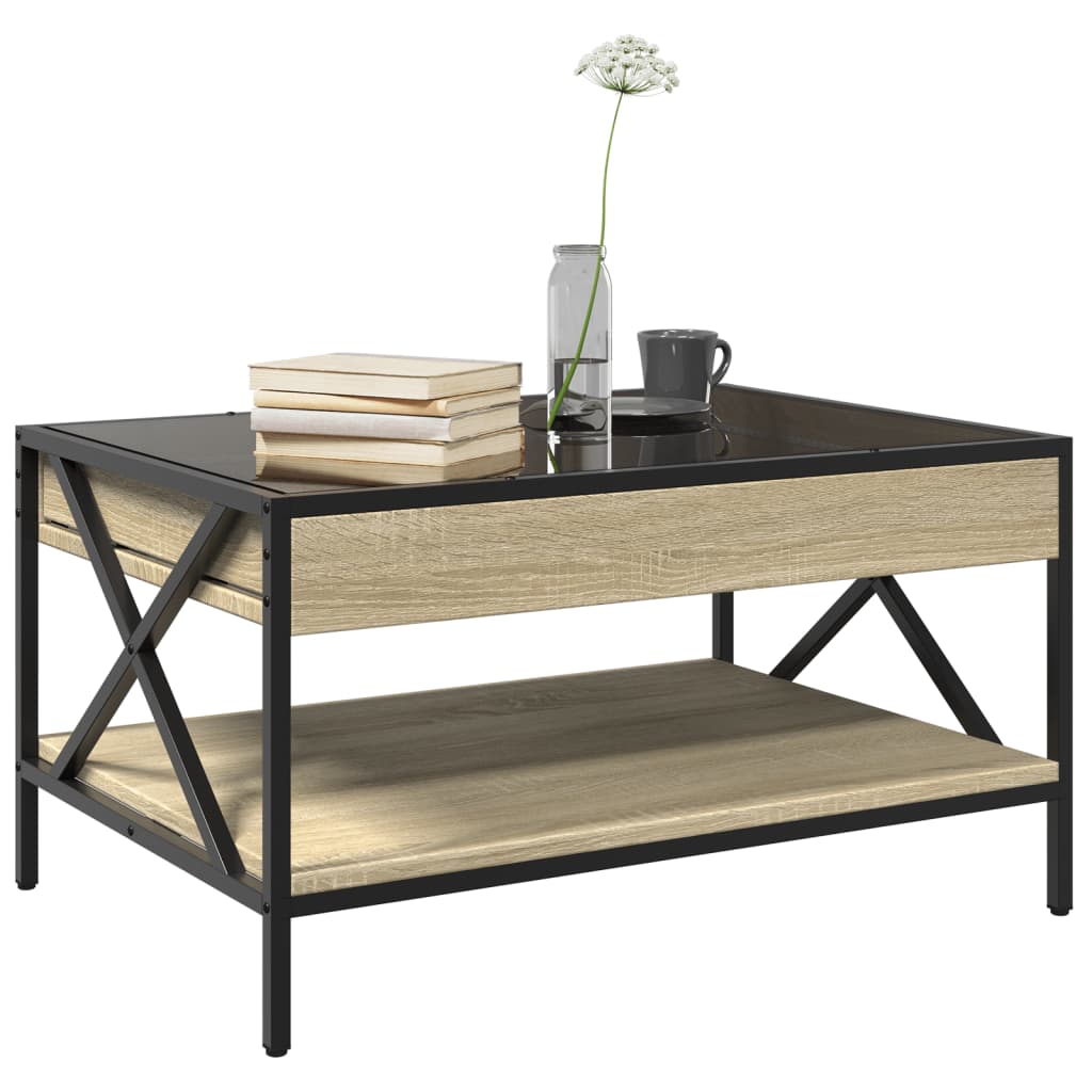 Tavolino da Salotto con LED Infinity Rovere Sonoma 70x50x38 cm