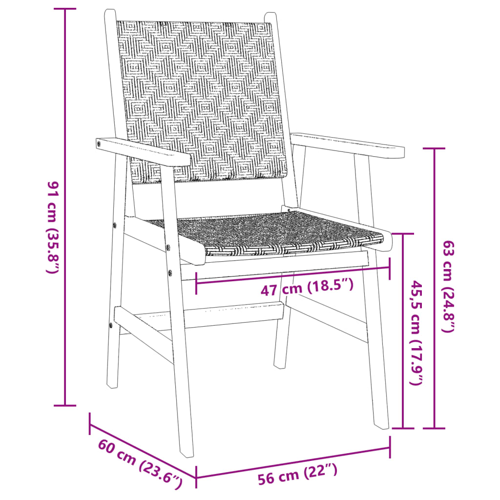 Set da Pranzo per Giardino 5 pz in Legno Massello di Acacia | homemem39