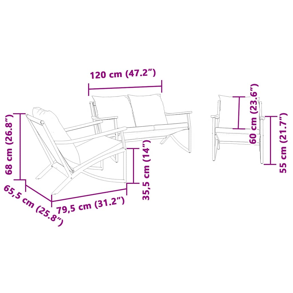 Set Mobili da Balcone 3 pz con Cuscini Nero in Acciaio | homemem39