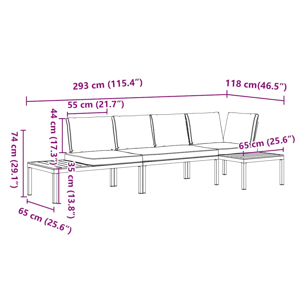 Set Divani da Giardino 3 pz con Cuscini in Alluminio Nero | homemem39
