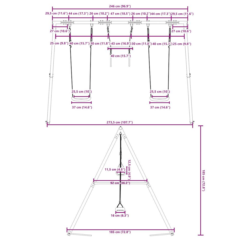 Set Gioco da Esterno con Altalene e Trapezio | homemem39
