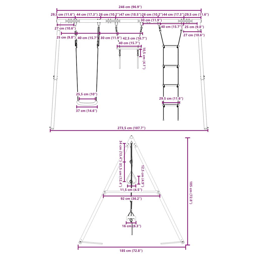 Set Gioco da Esterno con Altalena,Trapezio e Scala | homemem39