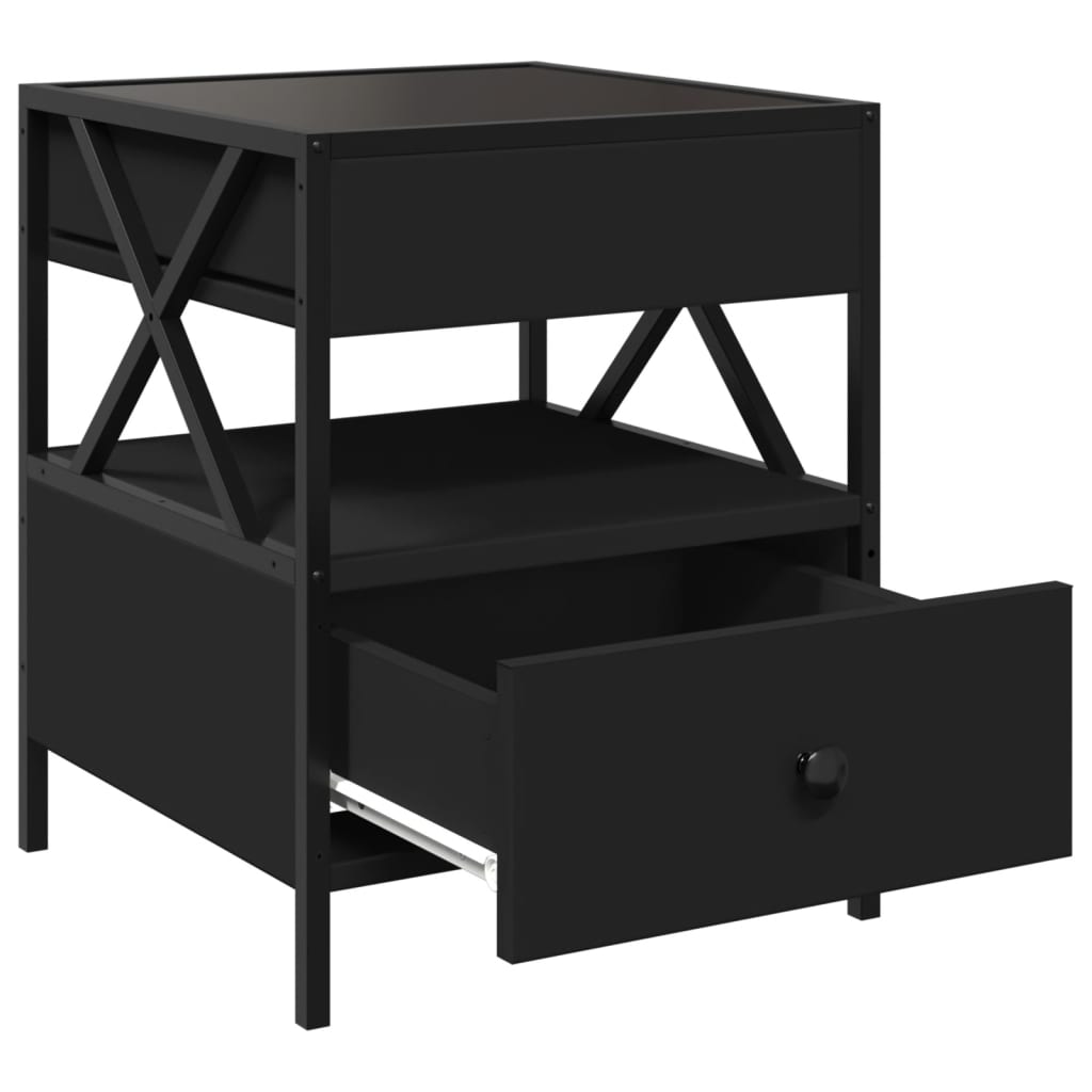 Tavolino da Salotto con LED Nero 40x40x30 cm