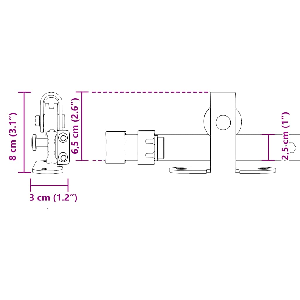 Kit Anta Scorrevole per Armadio 91 cm in Acciaio al Carbonio | homemem39