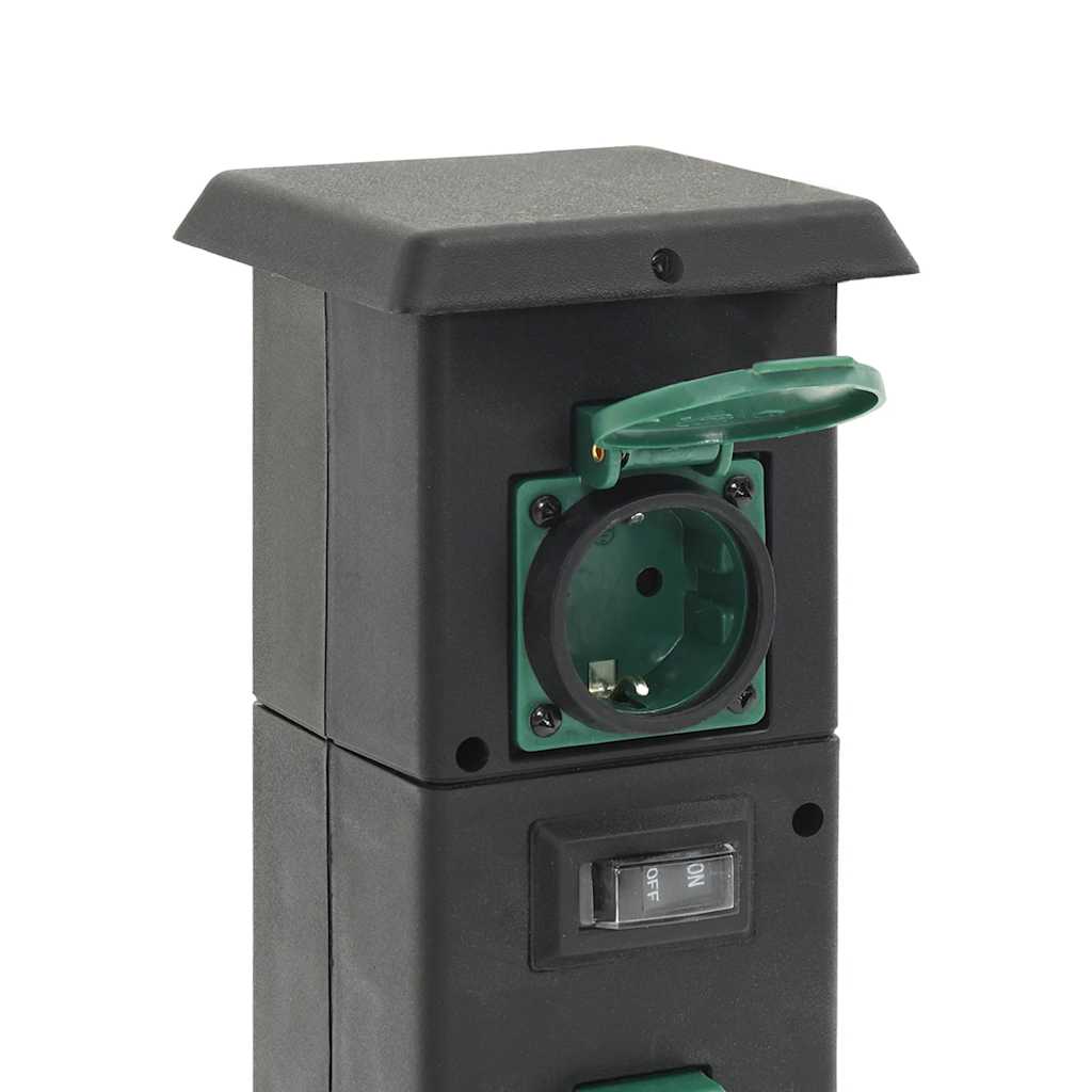 Colonna con Presa da Esterno a 4 Vie Nera e Verde 16x16x39,5cm - homemem39
