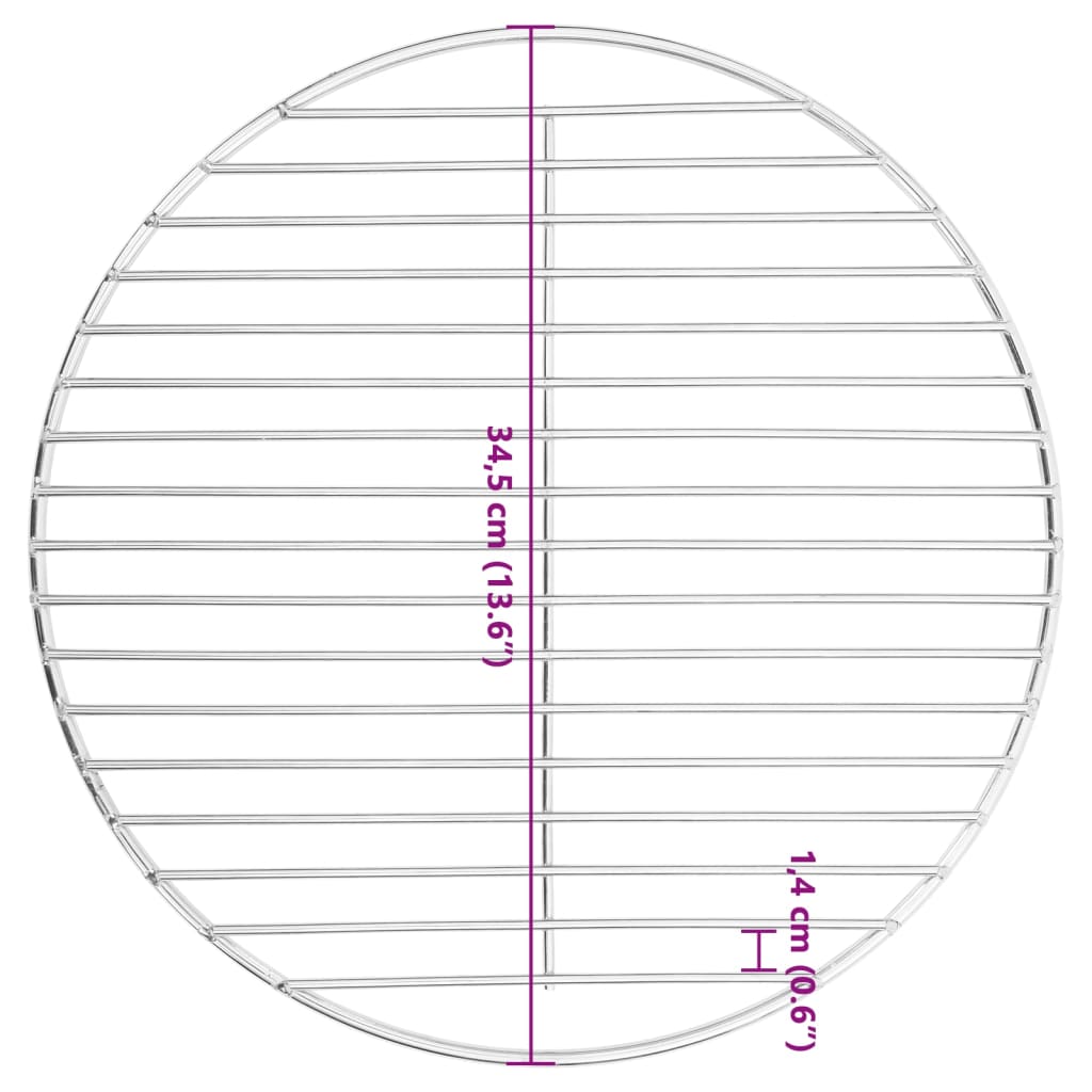Griglia per Barbecue Rotonda Ø34,5 cm Acciaio Inossidabile 304 - homemem39